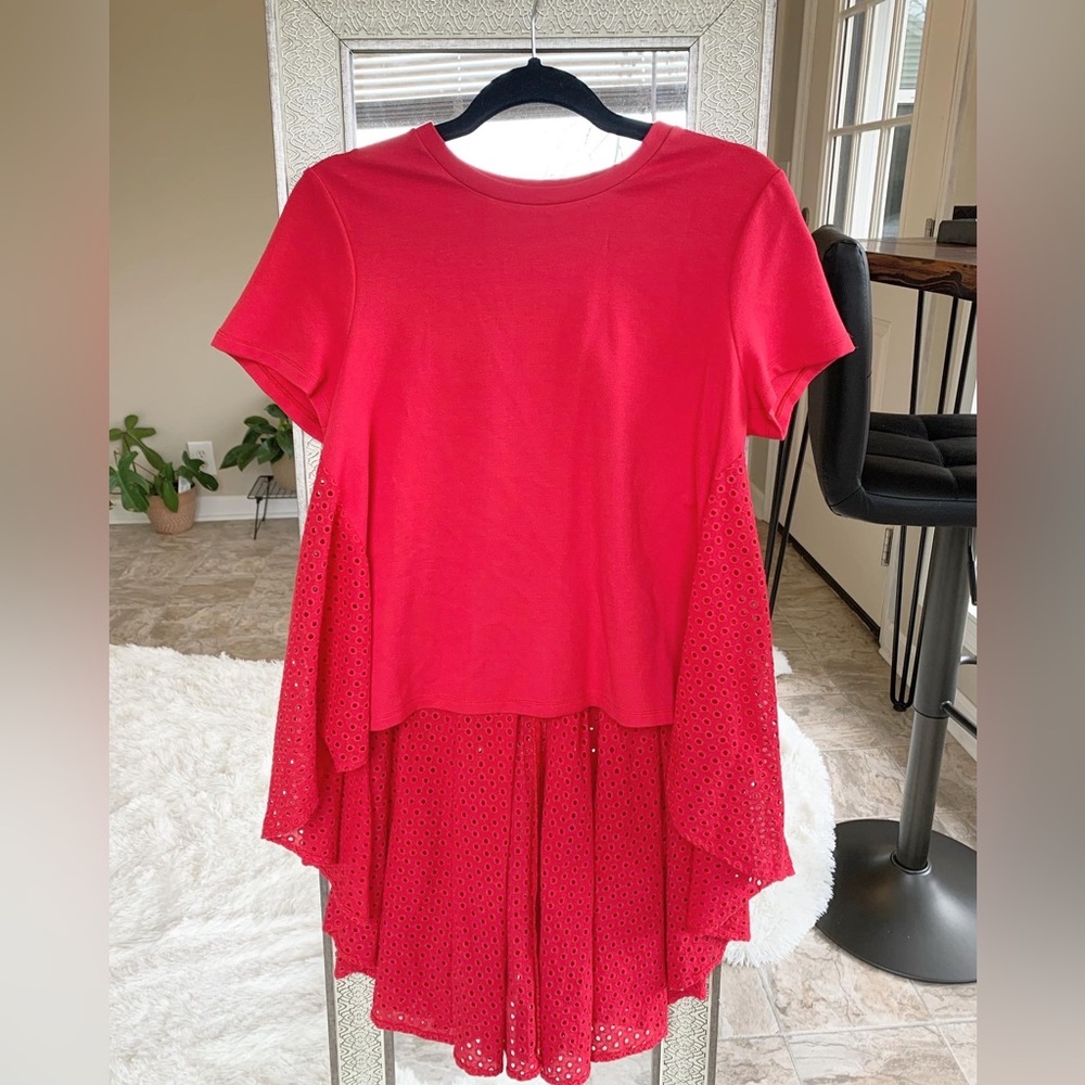 Anthropologie English Factory High Low Mix Media Top